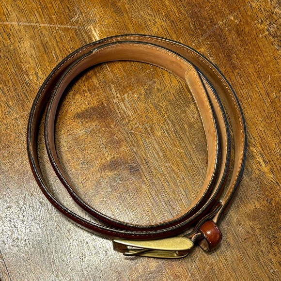 Italian Leather Belt with Brass Buckle Brown 34/85 - Picture 2 of 13